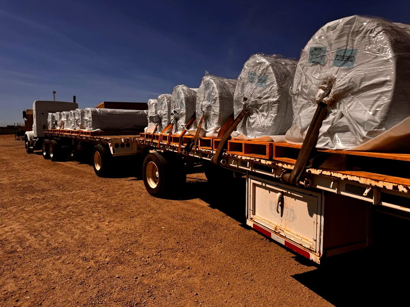 Truck loaded with greenhouse master rolls